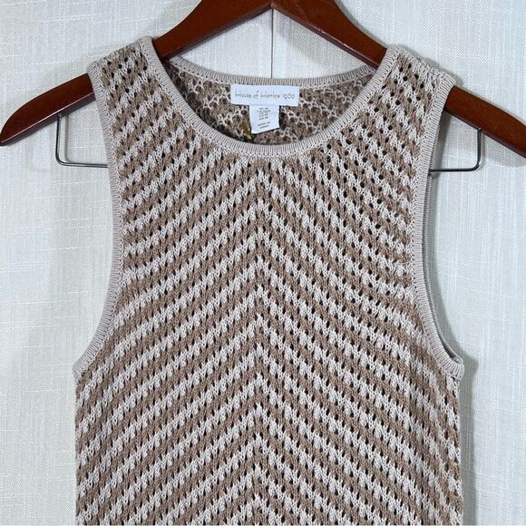 House Of Harlow 1960 NWT Chevron Crochet Knit Ivory Khaki Maxi Dress Size M - Picture 8 of 12